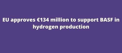 EU approves €134 million to support BASF in hydrogen production
