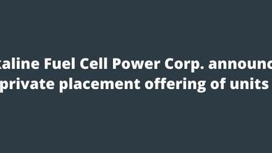 Alkaline Fuel Cell Power Corp. announces private placement offering of units