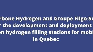 Charbone Hydrogen and Groupe Filgo-Sonic for the development and deployment of green hydrogen filling stations for mobility in Quebec