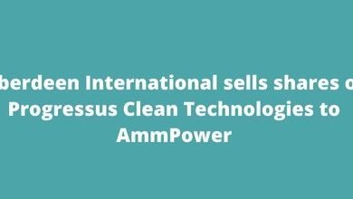 Aberdeen International sells shares of Progressus Clean Technologies to AmmPower