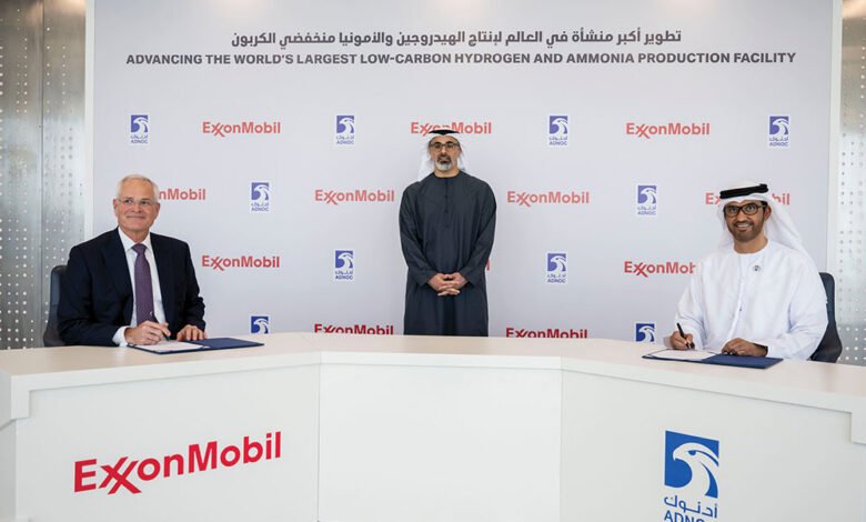 ADNOC and ExxonMobil to Partner in World’s Largest Low-Carbon Hydrogen Facility